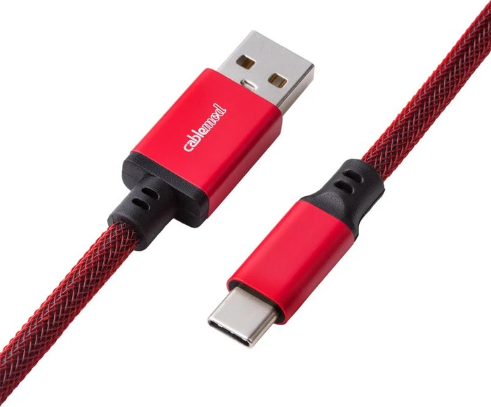 CableMod Classic Coiled Keyboard Cable USB Micro-B auf USB-A, Tastaturkabel (Spiral-Textilkabel), 1.5m, Republic Red