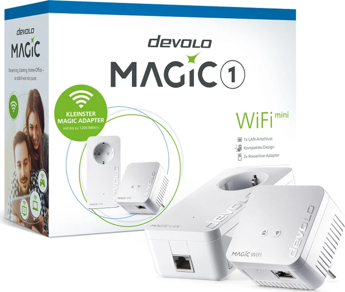 devolo Magic 1 WiFi Mini Starter Kit, Powerline/WLAN-Access Point und Powerline-Adapter Set, 2er-Bundle