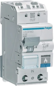 Hager Fehlerlichtbogen-Schutzeinrichtung AFDD mit LS-Schalter 1P+N 6kA B-6A 2M