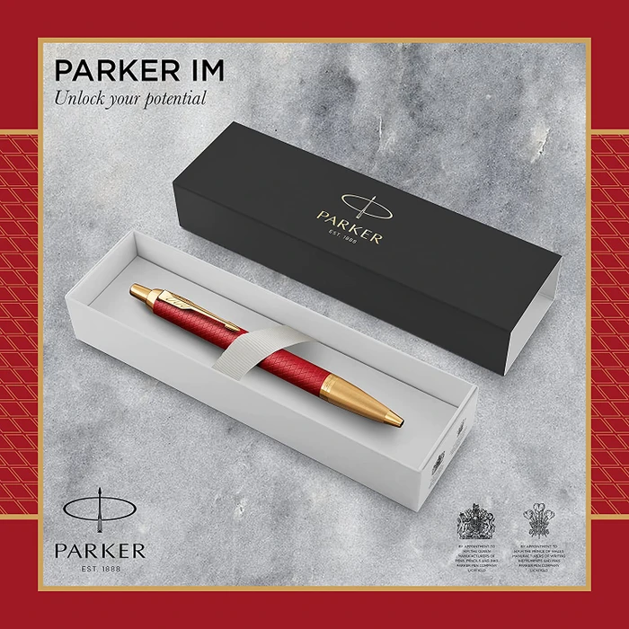 Parker IM Premium Kugelschreiber red lacquer/gold trim, Geschenkbox