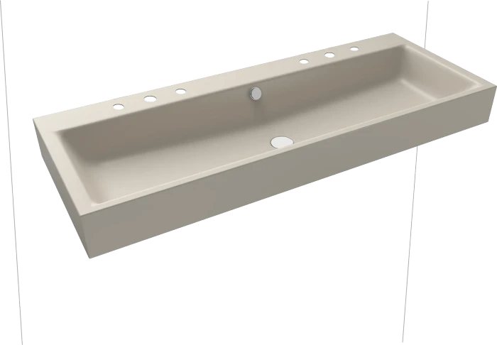 Kaldewei Puro Wand-Doppelwaschtisch 120x46cm mit Überlauf, 2x3 Hahnlochbohrung, Perl-Effekt, warm grey 10
