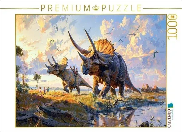 Calvendo Kinder spielen mit Triceratops Dinosauriern