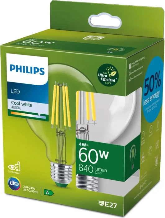 Philips LED CLA 60W G95 E27 CL UE SRT4 4W/840