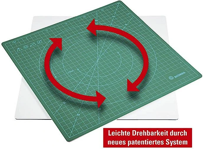 Ecobra Rotierende Kreativ-/Patchwork Cutting-Mat selbstheilende Schneidematte 6-lagig, einseitig bedruckt, 31.5x31.5cm, grün