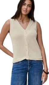 Street One V-Neck im Strick-Look Weste smoke beige (Damen)