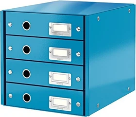 Leitz Click & Store WOW Schubladenbox, 4 Schubladen, blau