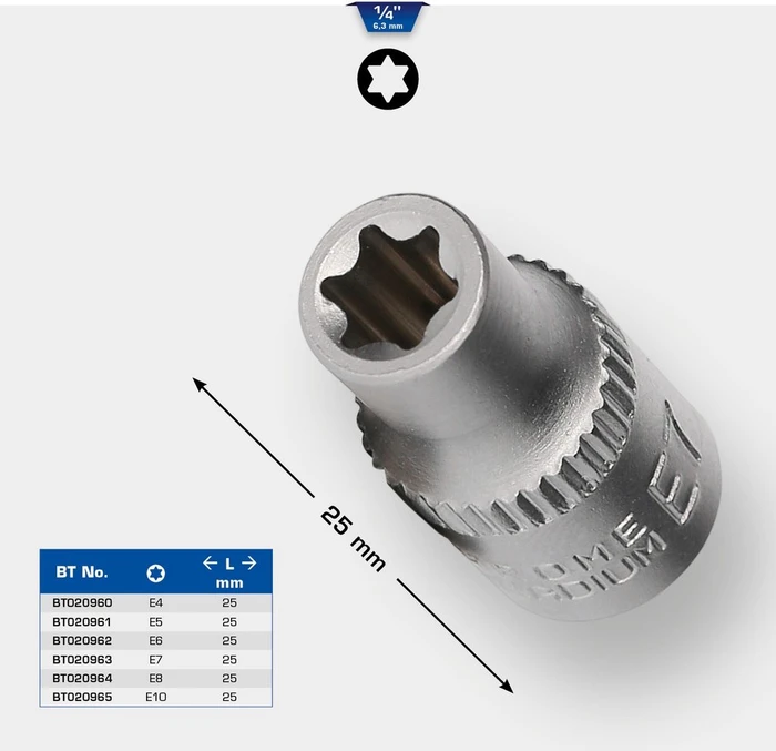 Brilliant Tools Außentorx Steckschlüssel 1/4" 25mm