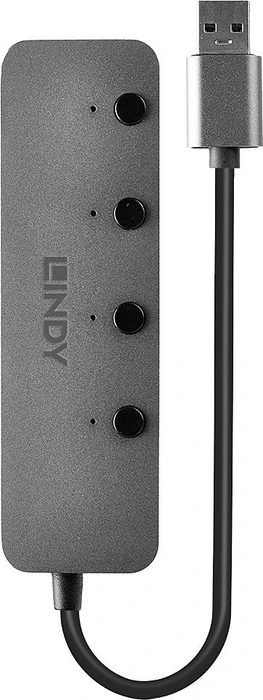 Lindy 4 Port USB-Hub mit Ein-/Aus-Schaltern, USB-C 3.0 [Stecker]