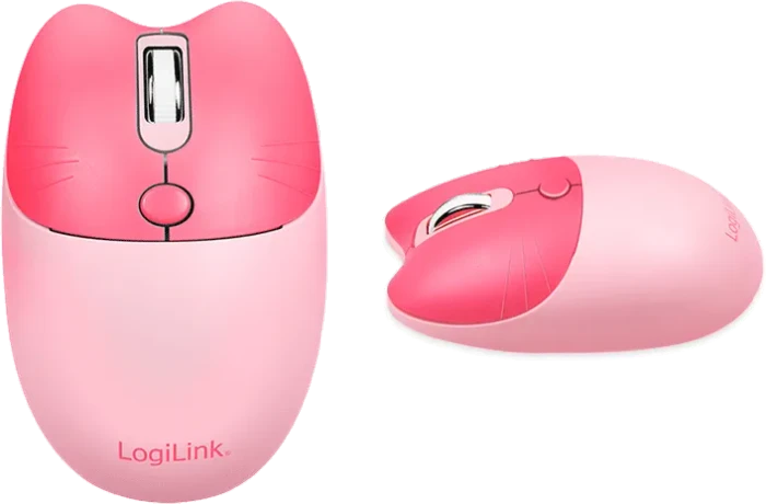 LogiLink Kitty Kindgerechtes Wireless Tastatur-Maus-Set, rosa, USB, DE