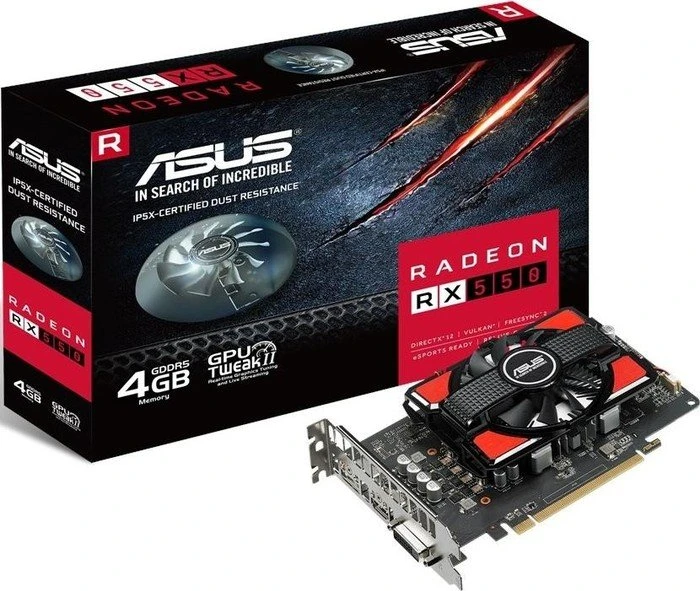 ASUS Radeon RX 550, RX550-4G, 4GB GDDR5, DVI, HDMI, DP