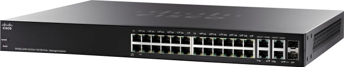 Cisco SF300 Rackmount Managed Switch, 24x RJ-45, 2x RJ-45/SFP, 180W PoE+