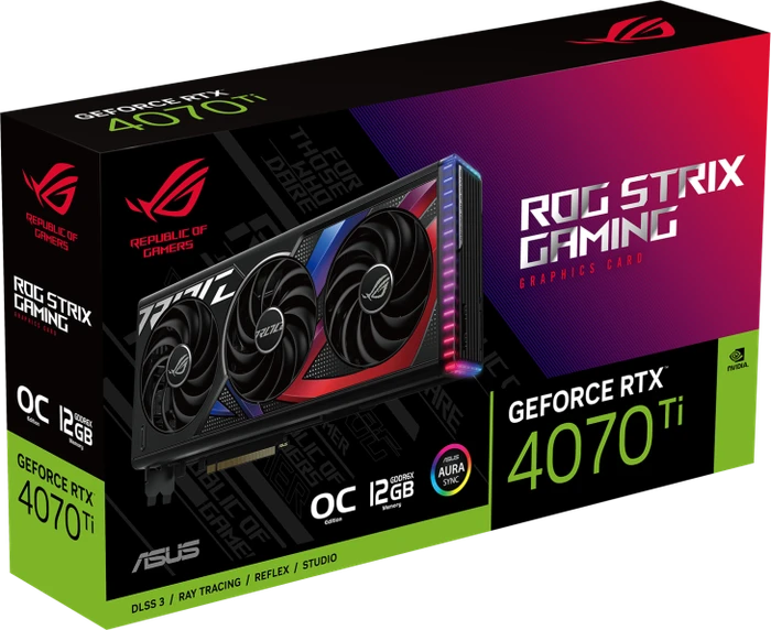 ASUS ROG Strix GeForce RTX 4070 Ti OC, ROG-STRIX-RTX4070TI-O12G-GAMING, 12GB GDDR6X, 2x HDMI, 3x DP