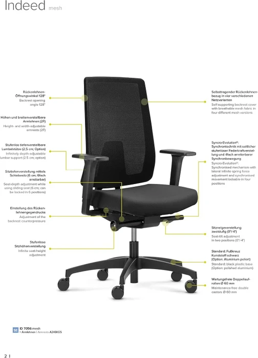 Dauphin Indeed mesh Bürostuhl, schwarz