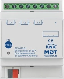 MDT KNX Energiezähler EZ mit Direktmessung 3-fach, 4TE REG, Stromzähler (EZ-0320.01)