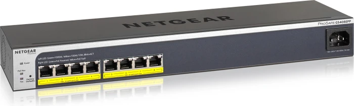 Netgear ProSAFE GS400 Easy-Mount Desktop Gigabit Smart Switch, 8x RJ-45, 124W PoE+