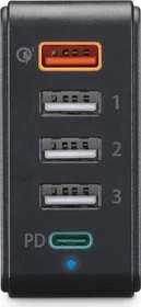 Hama Schnellladegerät 5 Ports 1x QC 3.0 3x USB-A 1x USB-C PD 51W schwarz