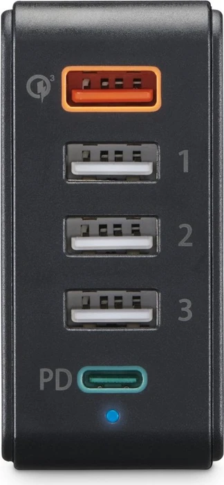 Hama Schnellladegerät 5 Ports 1x QC 3.0 3x USB-A 1x USB-C PD 51W schwarz