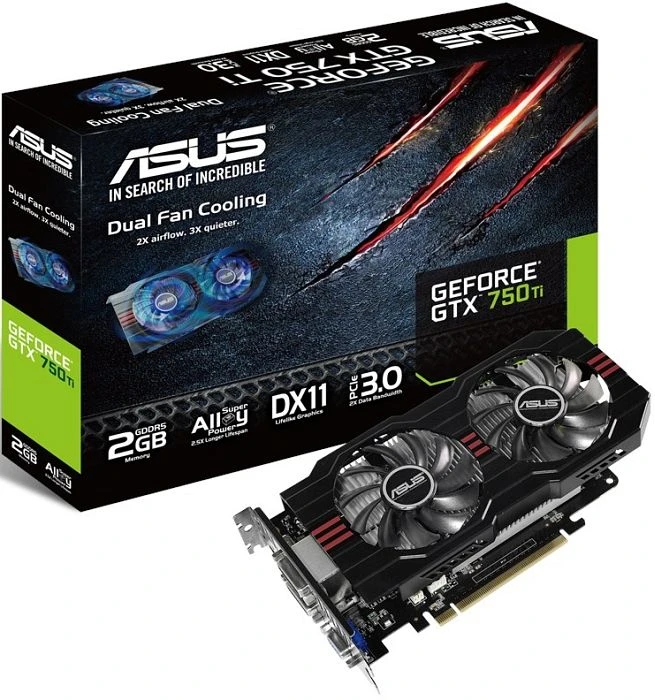 ASUS Dual GeForce GTX 750 Ti Fan, GTX750TI-2GD5, 2GB GDDR5, VGA, 2x DVI, HDMI