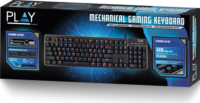 Ewent Play Mechanical Gaming Keyboard, LEDs RGB, Gaote Outemu BLUE, USB, US
