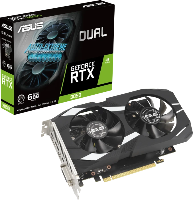ASUS Dual GeForce RTX 3050, DUAL-RTX3050-6G, 6GB GDDR6, DVI, HDMI, DP