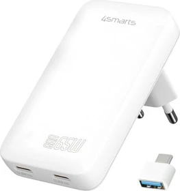 4smarts Netzladegerät FlatPlug Slim Dual 65W GaN 2C weiß
