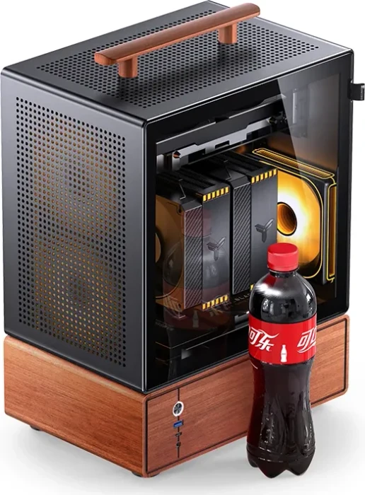 Jonsbo T7 Black, schwarz/braun, Glasfenster