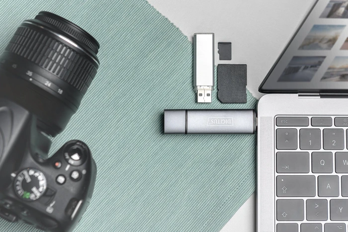 Digitus Dual Cardreader, USB-A 3.0/USB-C 2.0 [Stecker]