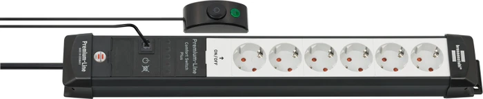 Brennenstuhl Premium-Line Comfort Switch Plus, 6-fach, 6x schaltbar, 3m, schwarz/hellgrau
