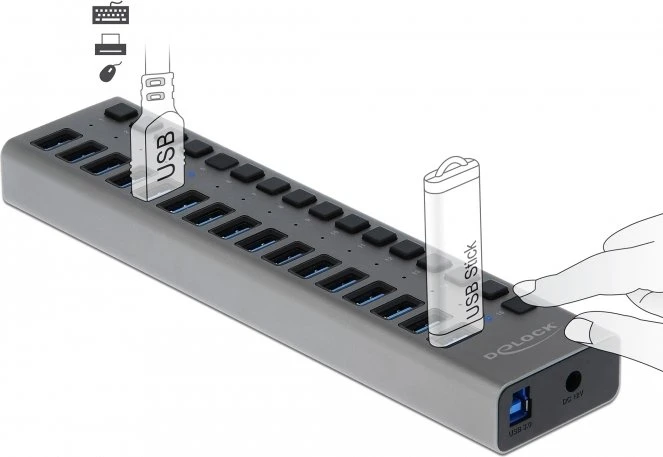 DeLOCK USB-Hub, 16x USB-A 3.0, USB-B 3.0 [Buchse]