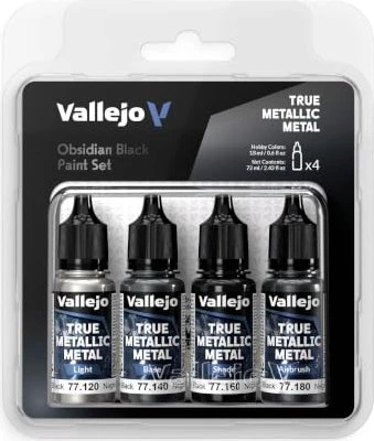 Vallejo True Metallic Metal obsidian black Farbset