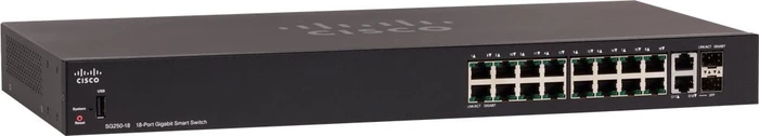 Cisco SG250 Rackmount Gigabit Smart Switch, 16x RJ-45, 2x RJ-45/SFP