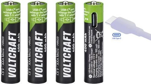 Voltcraft Accu Rechargeable Micro AAA Li-Ion 400mAh, 4er-Pack (VC-14491030)