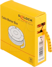 DeLOCK Kabelmarker Box, Nummer 6, gelb, 500 Stück