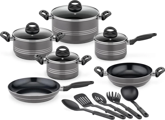 GSW Milano Color Kochtopf-Set grau, 15-tlg.
