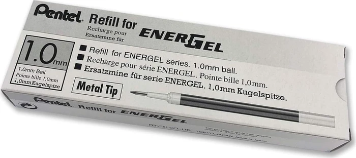 Pentel EnerGel Roller Pen LR10-AX Tintenrollermine 0.5mm (1mm Ball) schwarz, 12er-Pack