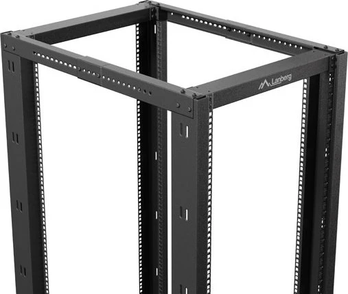 Lanberg Open Rack Series 19" Open Frame Rack 42HE, 4-Pfosten, mit Rollen, Flat Pack, tiefenverstellbar, 550-790mm, RAL 9004, 1000mm tief