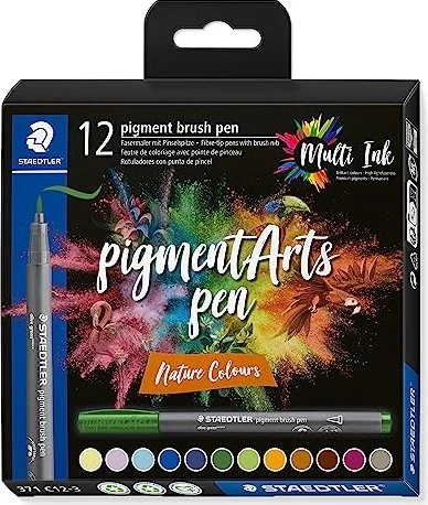 Staedtler pigment brush pen 371 nature colours sortiert, 12er-Set