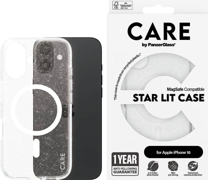 PanzerGlass Care Flagship Case Urban Combat Star Lit MagSafe für Apple iPhone 16 weiß