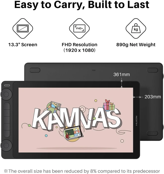 Huion Kamvas 13 Gen3, Cosmos Black, mit Standfuß