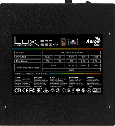 AeroCool Lux RGB Modular 650M 650W, ATX 2.4