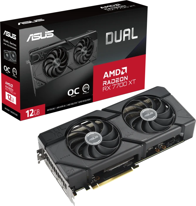 ASUS Dual Radeon RX 7700 XT OC, DUAL-RX7700XT-O12G, 12GB GDDR6, HDMI, 3x DP