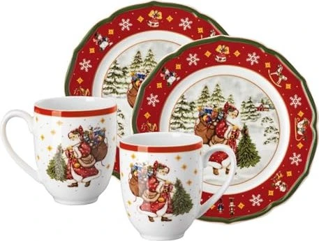 Hutschenreuther Happy Wintertime Kaffeeservice rot, 4-tlg.