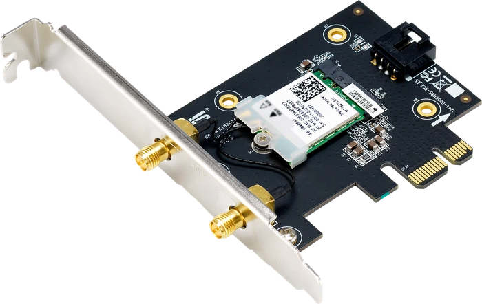 ASUS PCE-AXE5400, AXE5400, 2.4GHz/5GHz/6GHz WLAN, Bluetooth 5.2 LE, PCIe x1