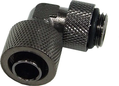 Aquatuning HF Schlauchanschluss, 90°, G1/4" AG auf 13/10mm drehbar, schwarz vernickelt