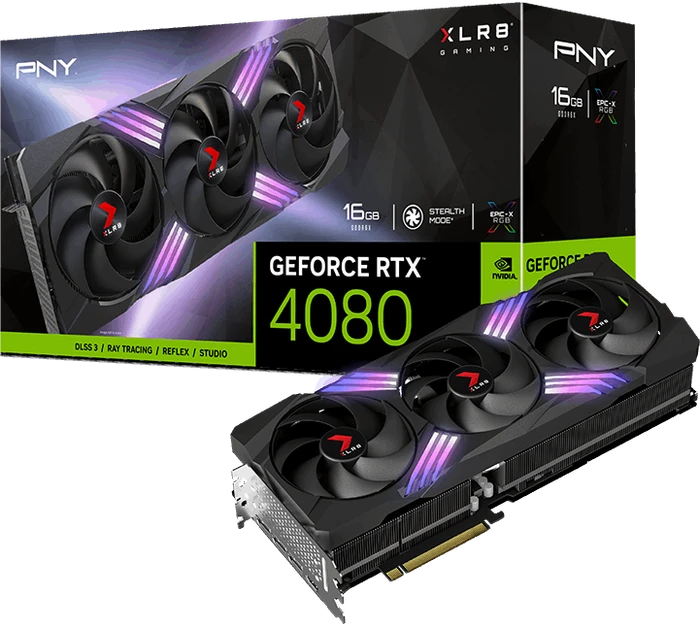 PNY GeForce RTX 4080 XLR8 Gaming Verto Epic-X RGB Triple Fan, 16GB GDDR6X, HDMI, 3x DP