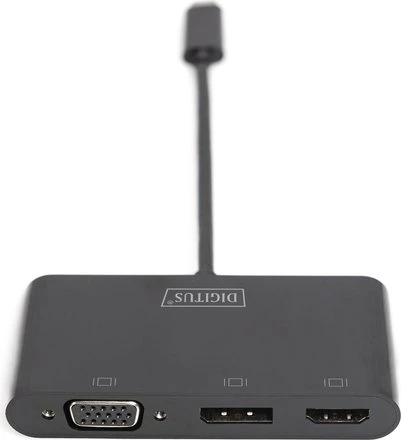Digitus USB-C 3in1 Triple Monitor Adapter, USB-C auf HDMI/DisplayPort/VGA, schwarz