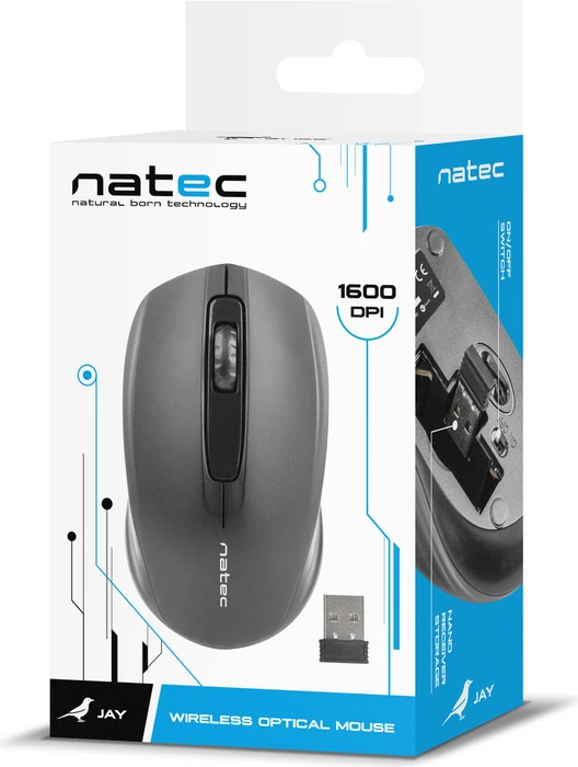 Natec Jay Wireless Mouse schwarz, USB