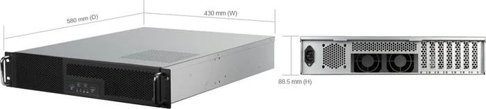 SilverStone RM23-502, Rackmount Storage, schwarz/grau, 2HE, ATX
