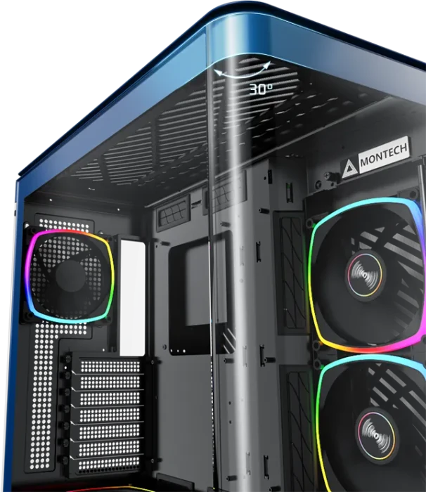 Montech King 95 Pro Prussian Blue, blau, Glasfenster
