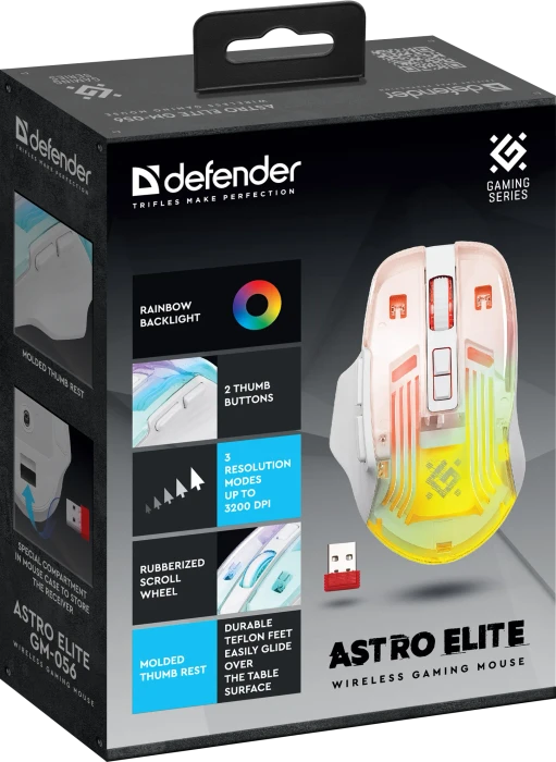 Defender Astro Elite GM-056 Wireless Gaming Mouse transparent/weiß, USB